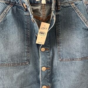 LOFT Blue Denim Skirt with Button Detail